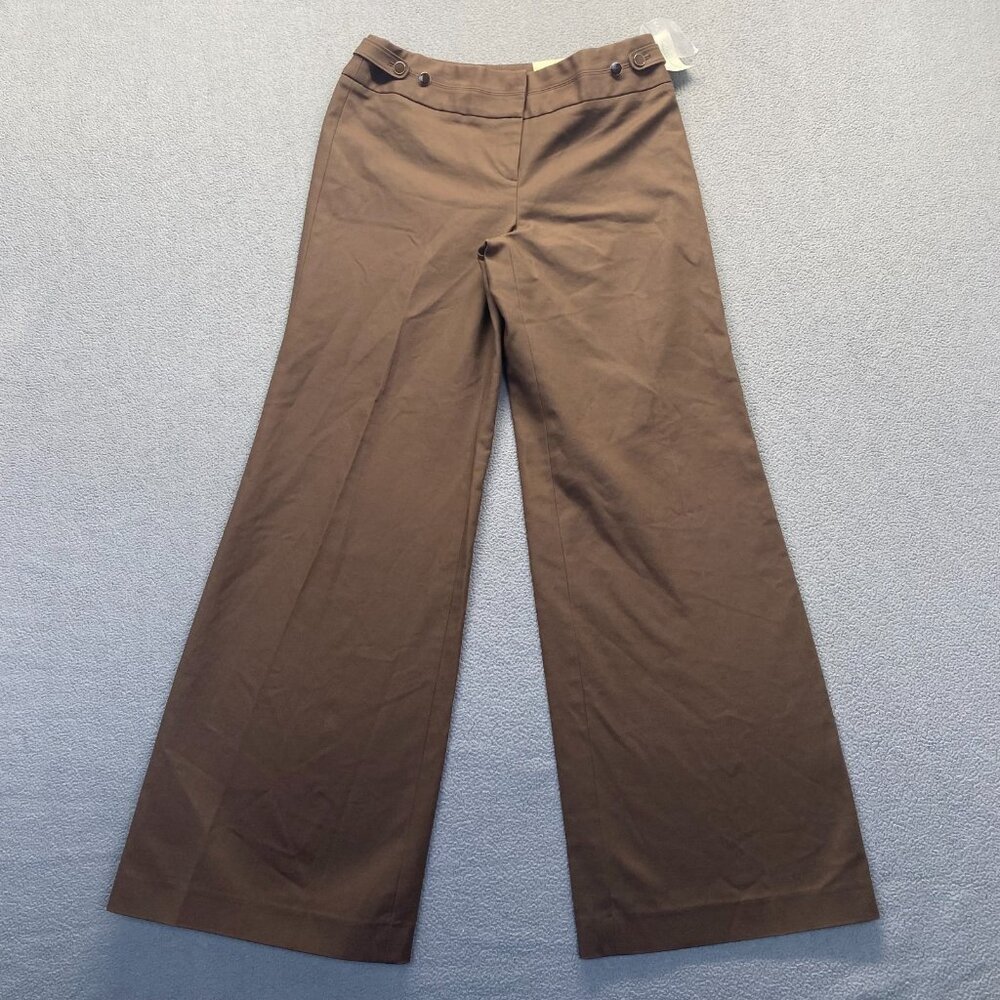 Boutique Essentials‎ Brown Dress Pants Size 8 Wide Leg,Cotton,Zipper